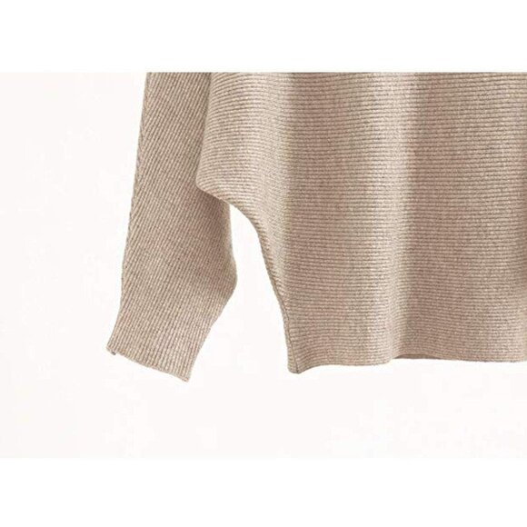 Womens Knit Sweater Oversized Batwing Sleeve Off Shoulder Loosen Fit - Picture 3 of 3